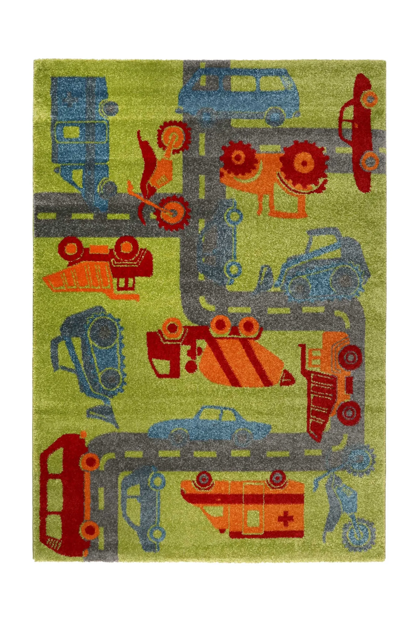 Sigikid Kinderteppich Grün Orange "Traffic"