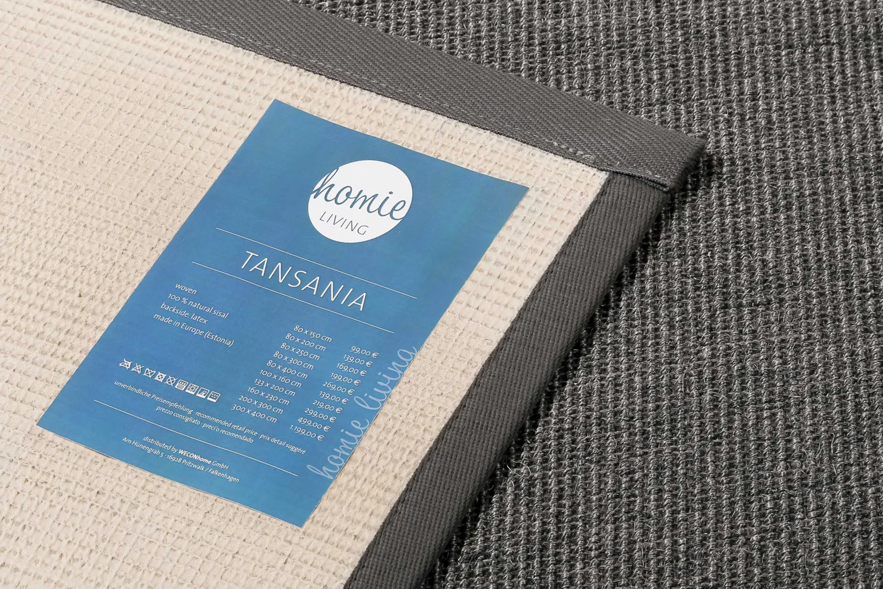 Sisal Teppich Natur Grau "Tansania" Homie Living