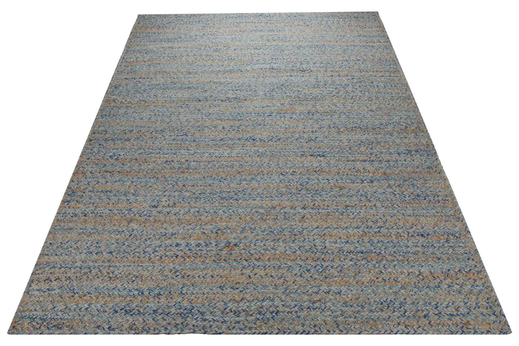 Summer Handwebteppich Wolle meliert blau natur 160x230 cm