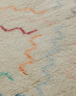 Summer Hochflor Handknüpfteppich Wolle creme bunt 160x230 cm