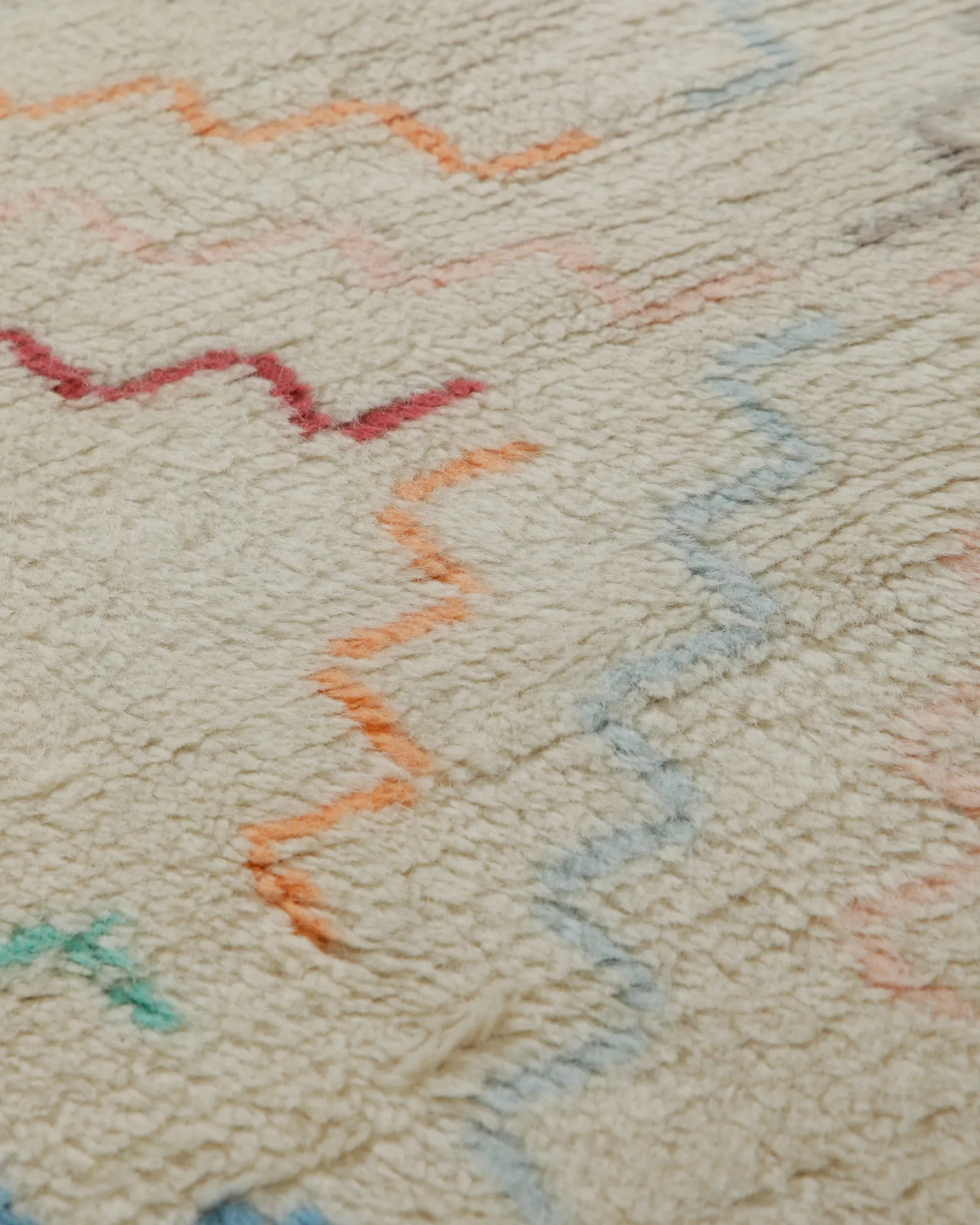Summer Hochflor Handknüpfteppich Wolle creme bunt 160x230 cm