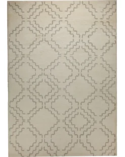Summer Hochflor Handknüpfteppich Wolle naturweiß 160x230 cm