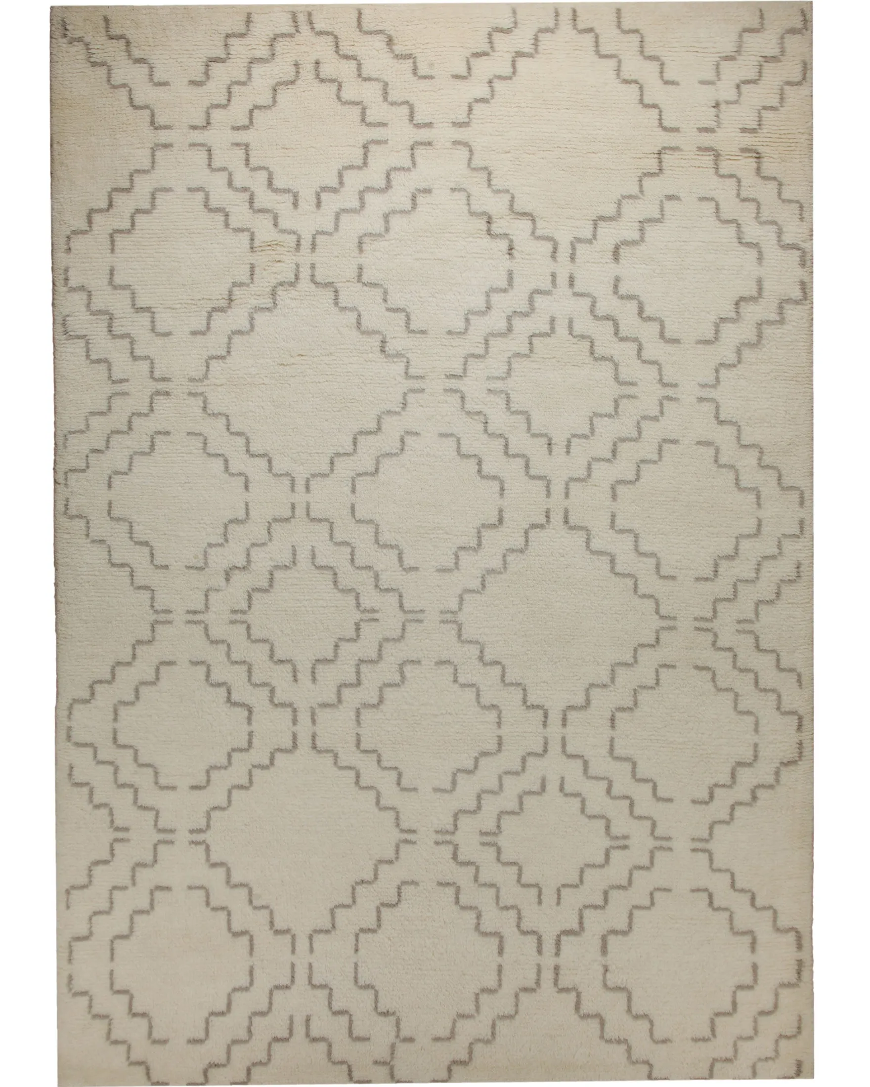 Summer Hochflor Handknüpfteppich Wolle naturweiß 160x230 cm