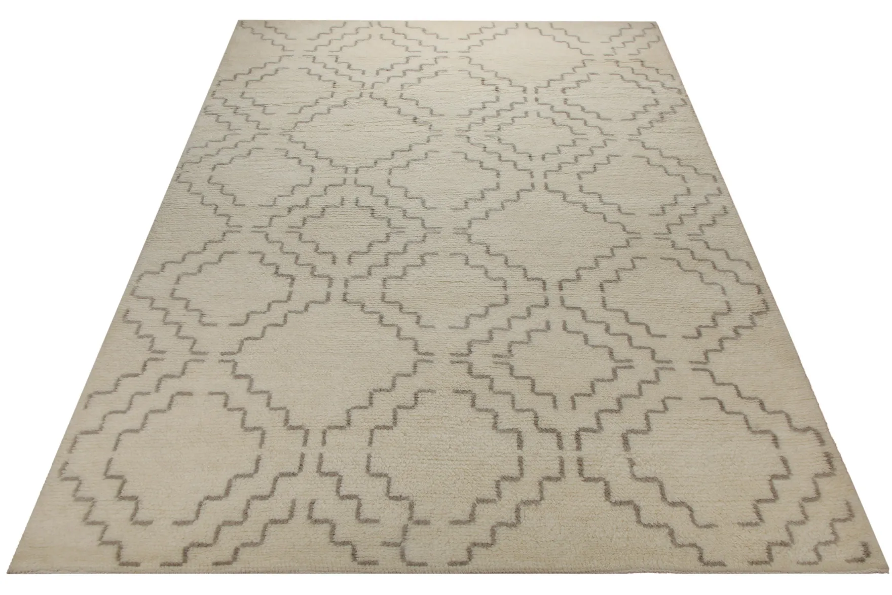Summer Hochflor Handknüpfteppich Wolle naturweiß 160x230 cm