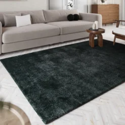 Teppich Anthrazit Grün Hochflor "Pisa " Homie Living