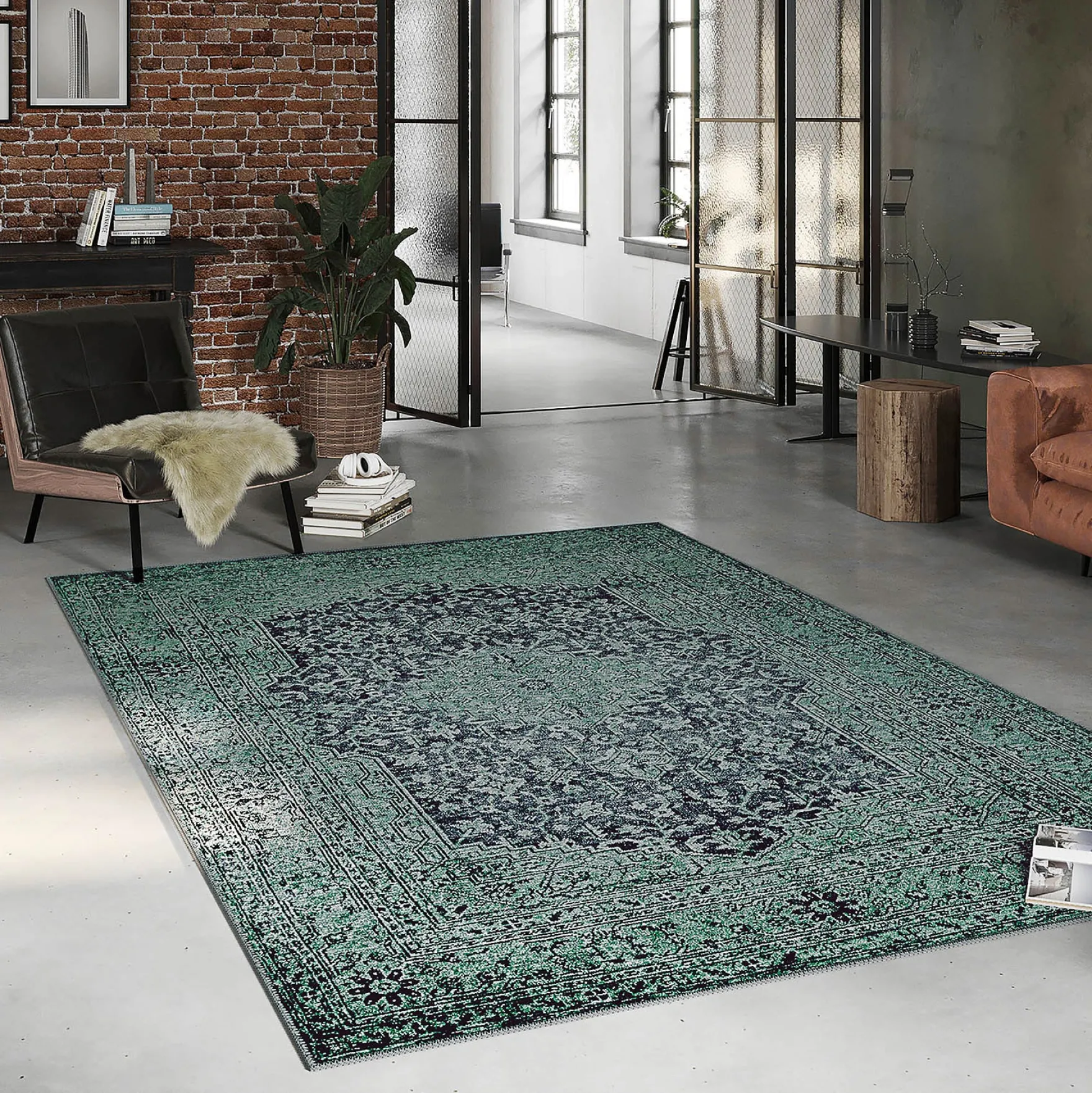 Teppich Anthrazit Grün Vintage "2nd Avenue" WECONhome