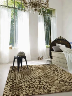 Teppich Beige Braun Kurzflor