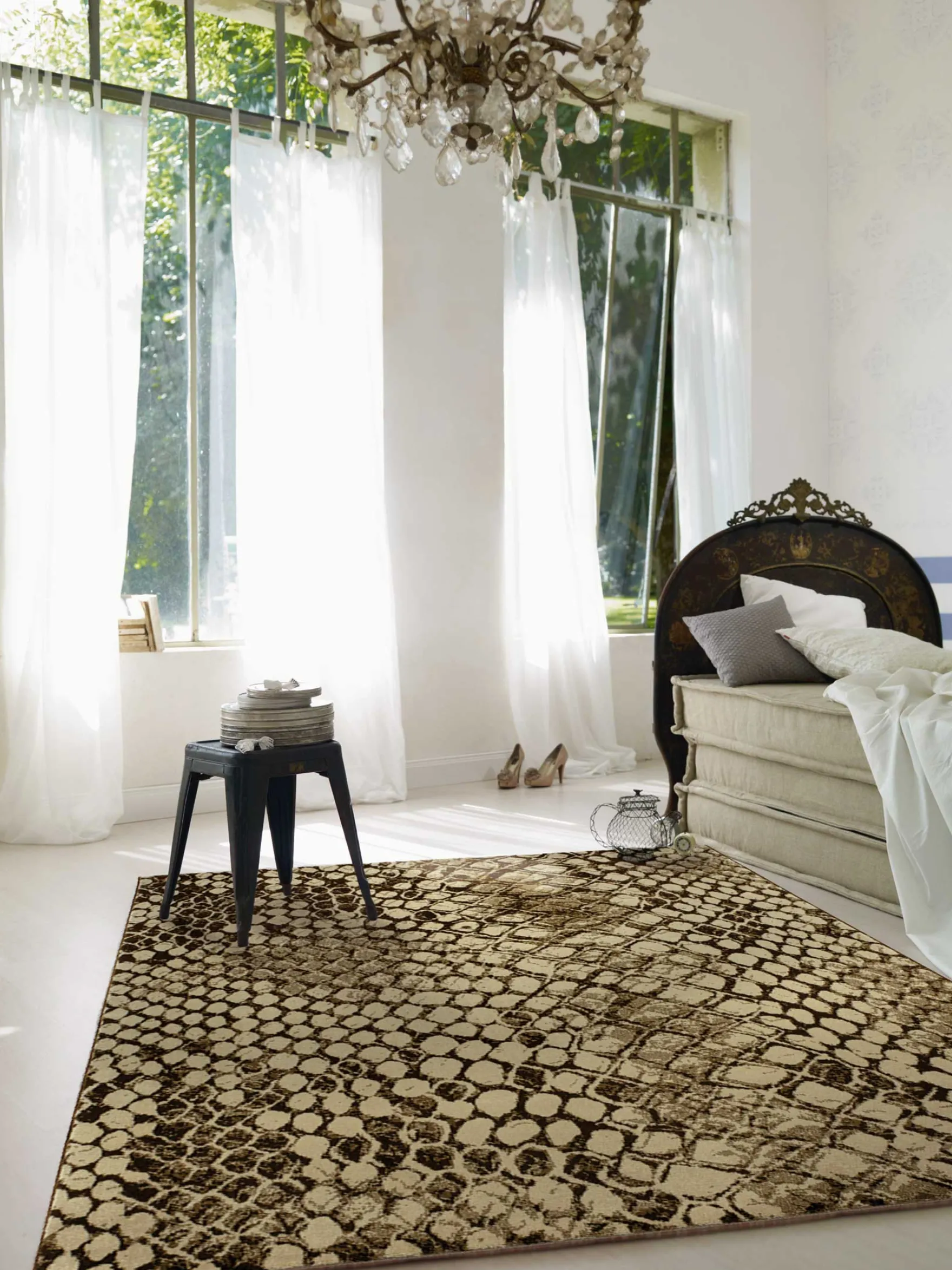 Teppich Beige Braun Kurzflor "Snake" WECONhome