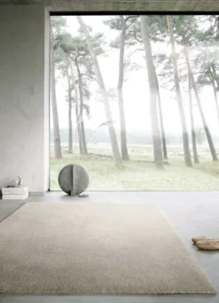 Teppich Beige Grau Hochflor
