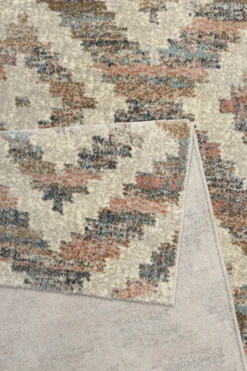 Teppich Beige Rosa Blau Kurzflor