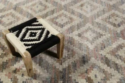 Teppich Beige Rosa Blau Kurzflor