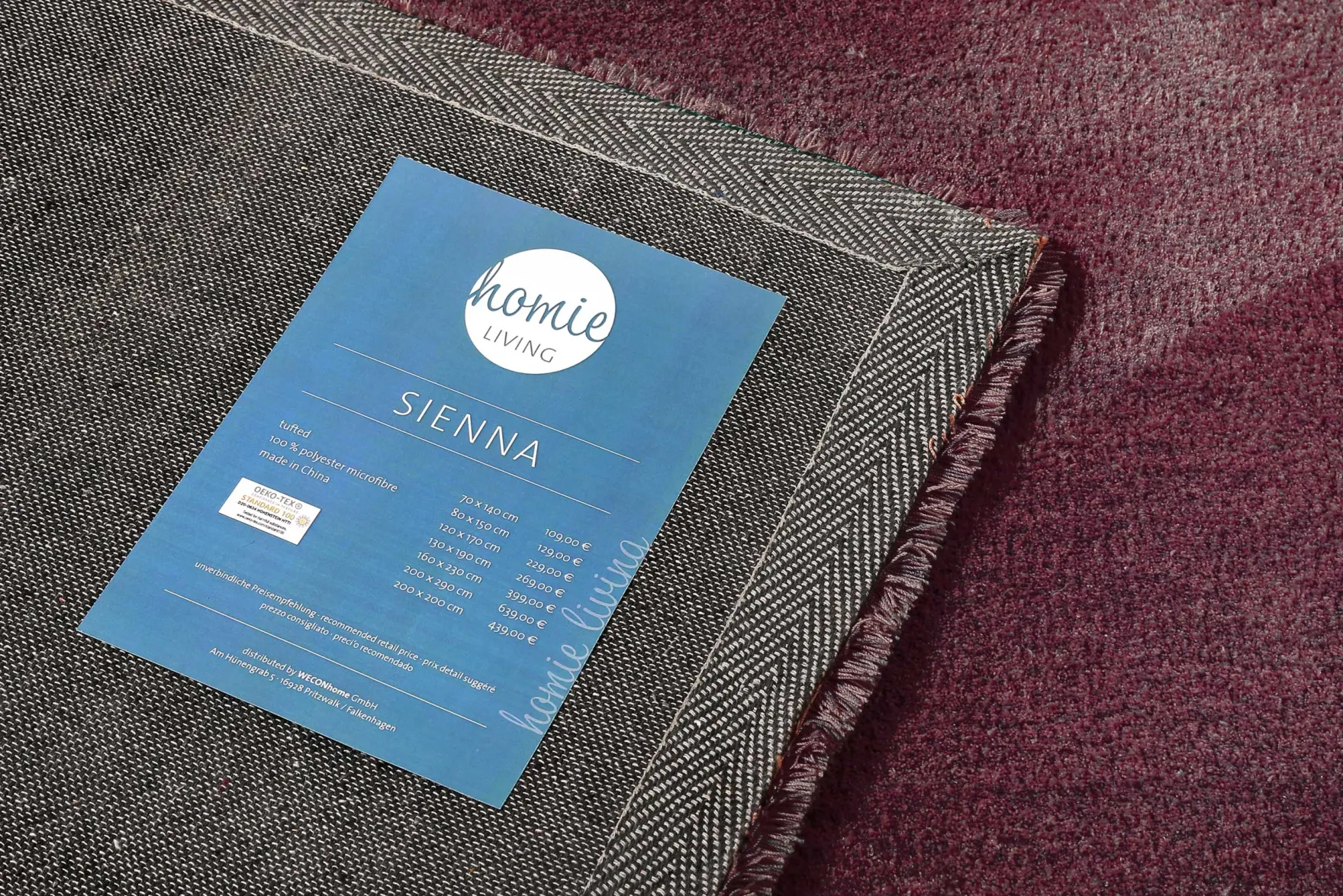 Teppich Bordeaux Hochflor "Sienna" Homie Living