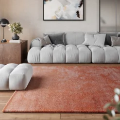 Teppich cognacfarben Hochflor
