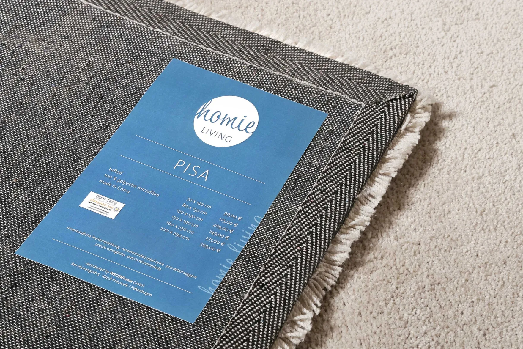 Teppich Creme Beige Hochflor "Pisa " Homie Living