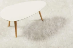 Teppich Creme Weiß glänzend Hochflor 