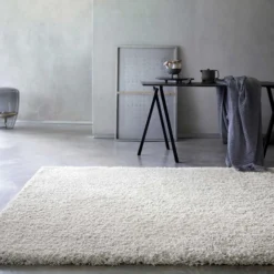 Teppich Creme Weiß Hochflor