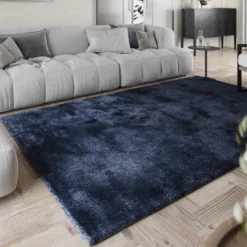 Teppich Dunkelblau Hochflor