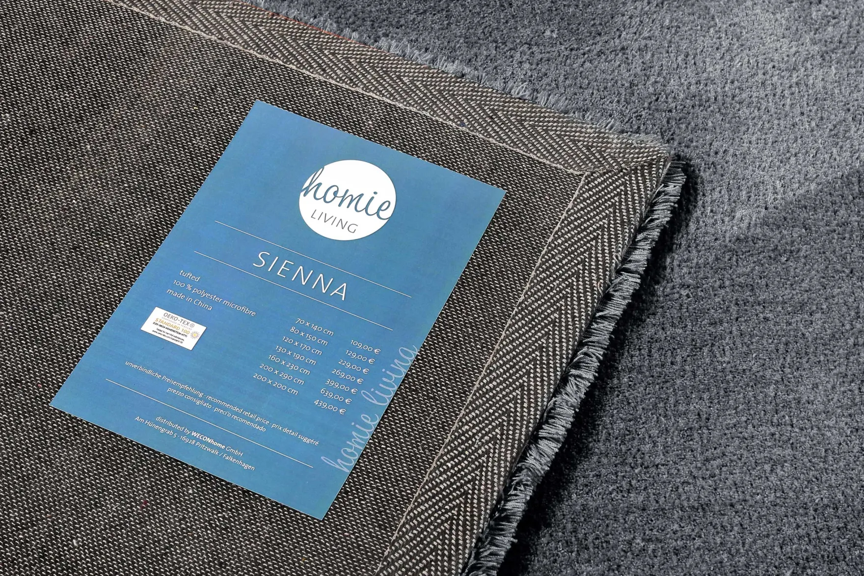 Teppich Dunkelgrau Hochflor "Sienna" Homie Living