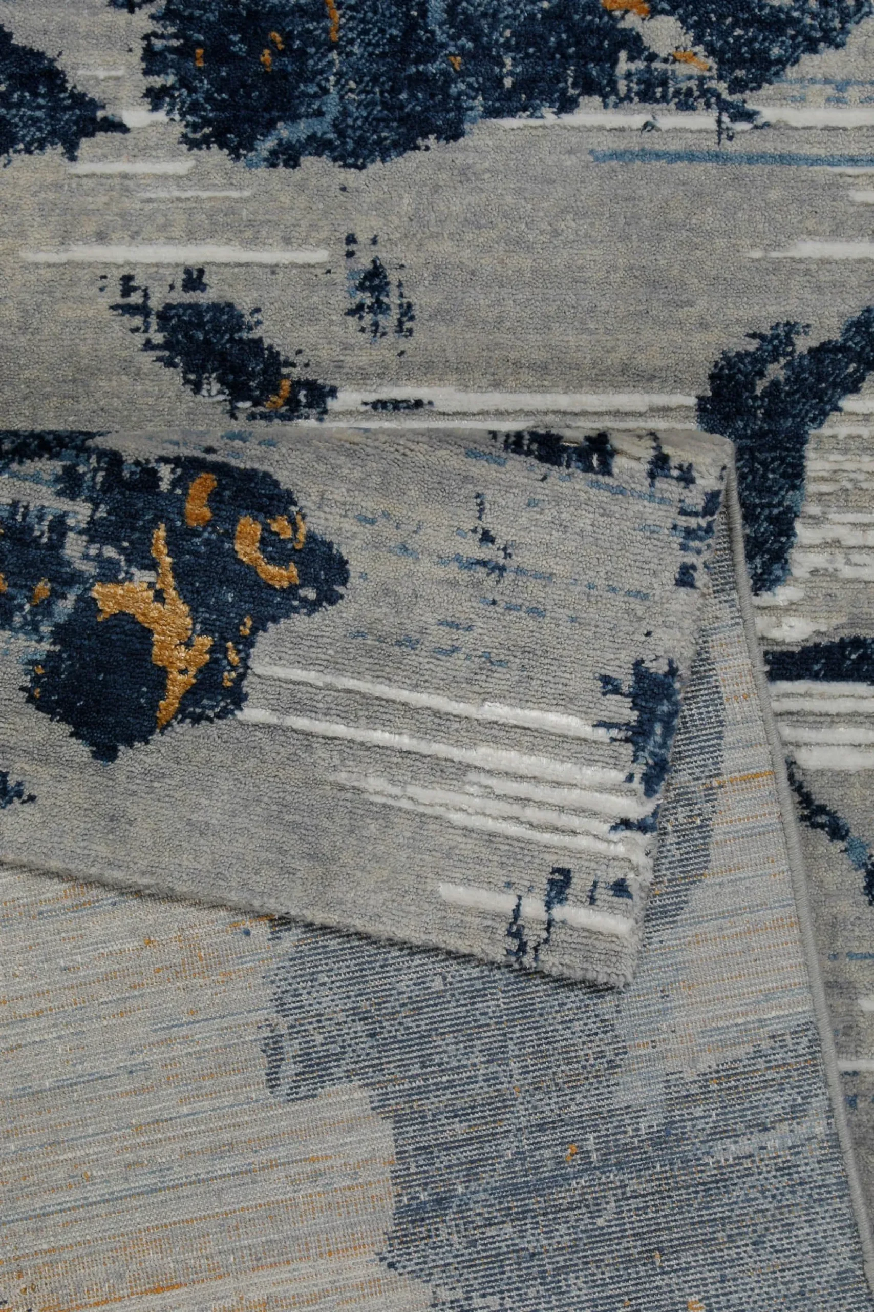 Teppich Grau Blau aus Wolle "Floral Abstrakt"