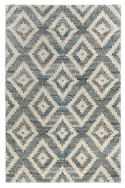 Teppich Grau Blau Beige Kurzflor 