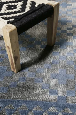 Teppich Grau Blau Kurzflor