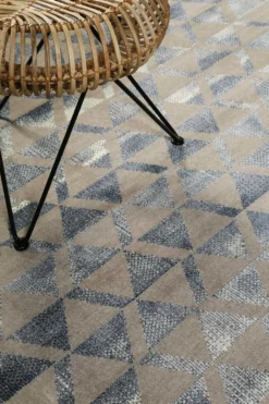 Teppich Grau Blau Silber Kurzflor