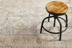Teppich Grau Gelb Vintage Kurzflor