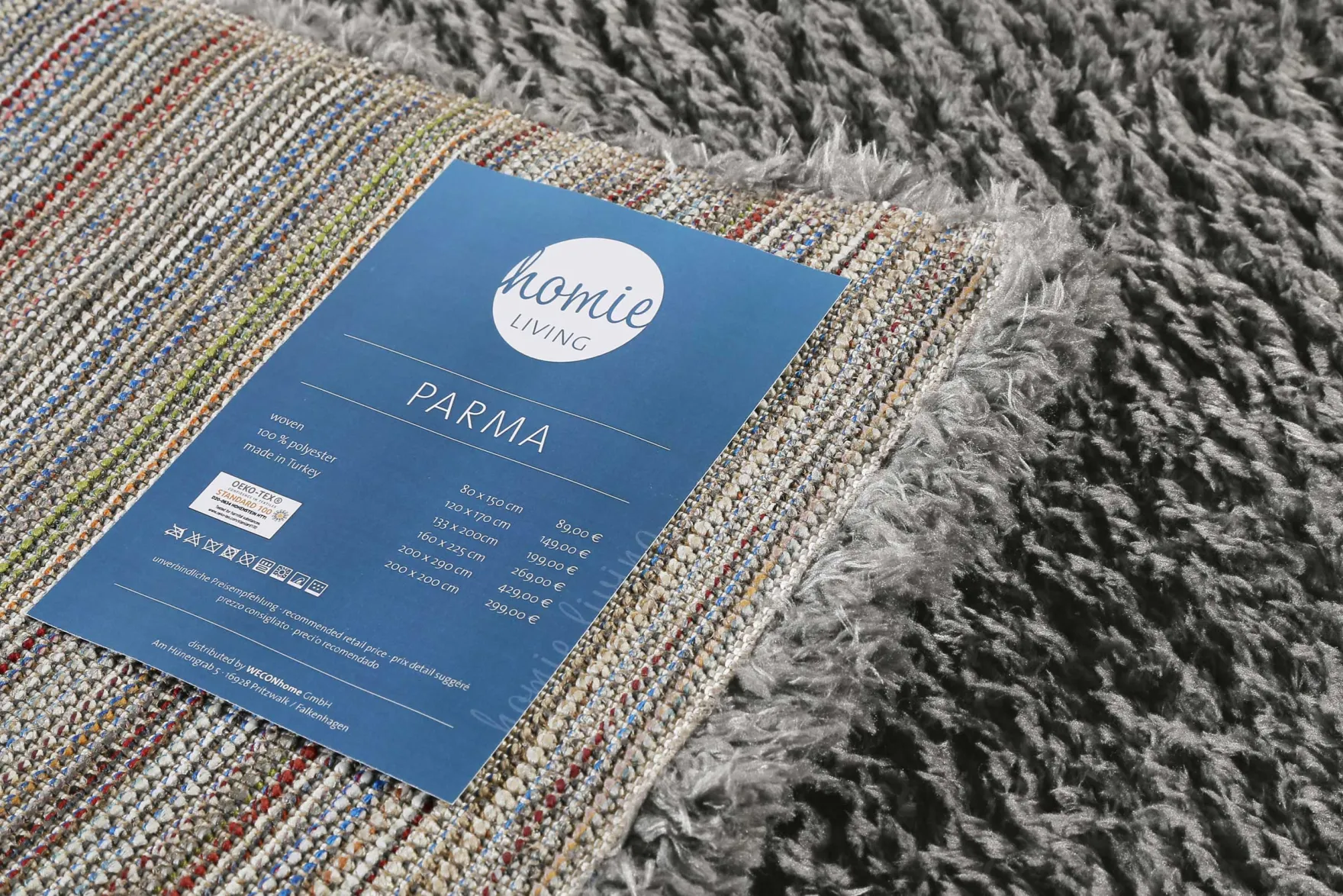 Teppich Grau Hochflor sehr kuschelig & flauschig "Parma" Homie Living