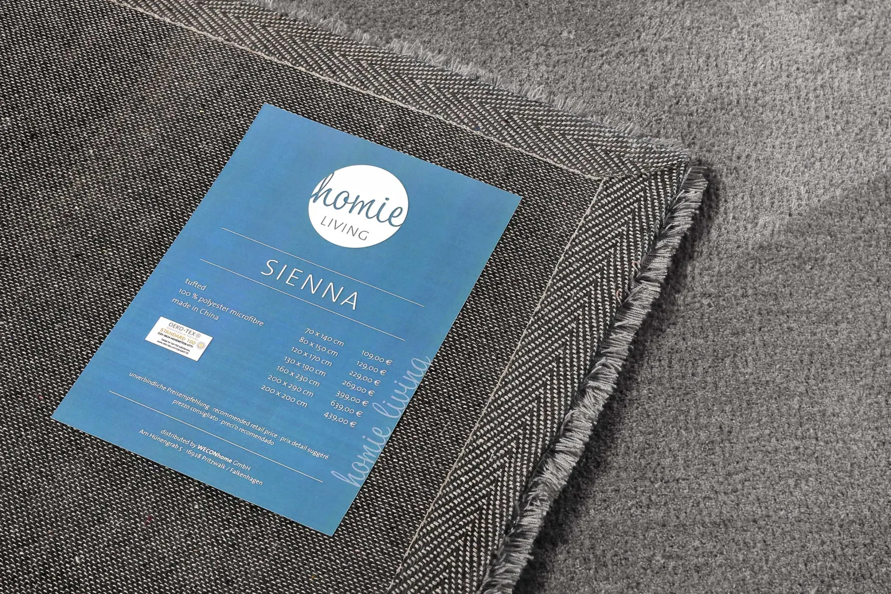 Teppich Grau Hochflor "Sienna" Homie Living