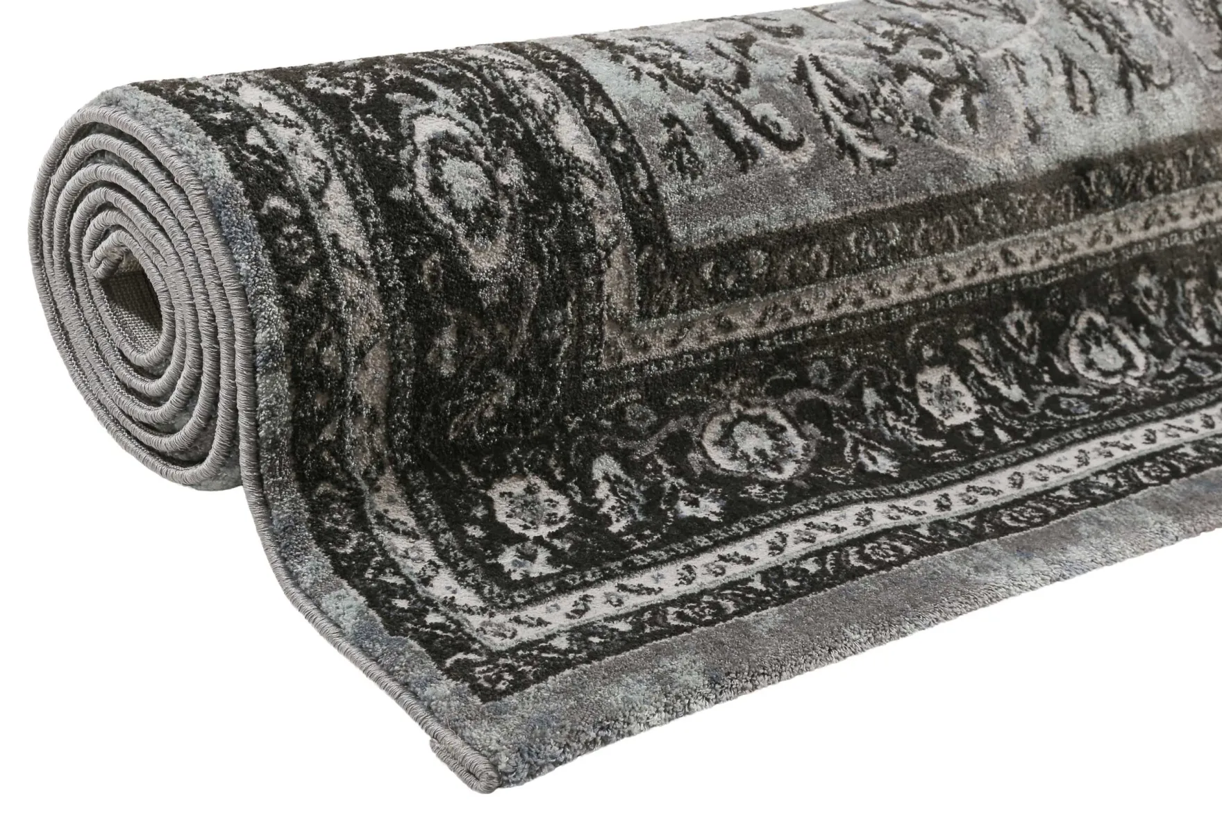 Teppich Grau Schwarz Blau Kurzflor "Oxford" WECONhome