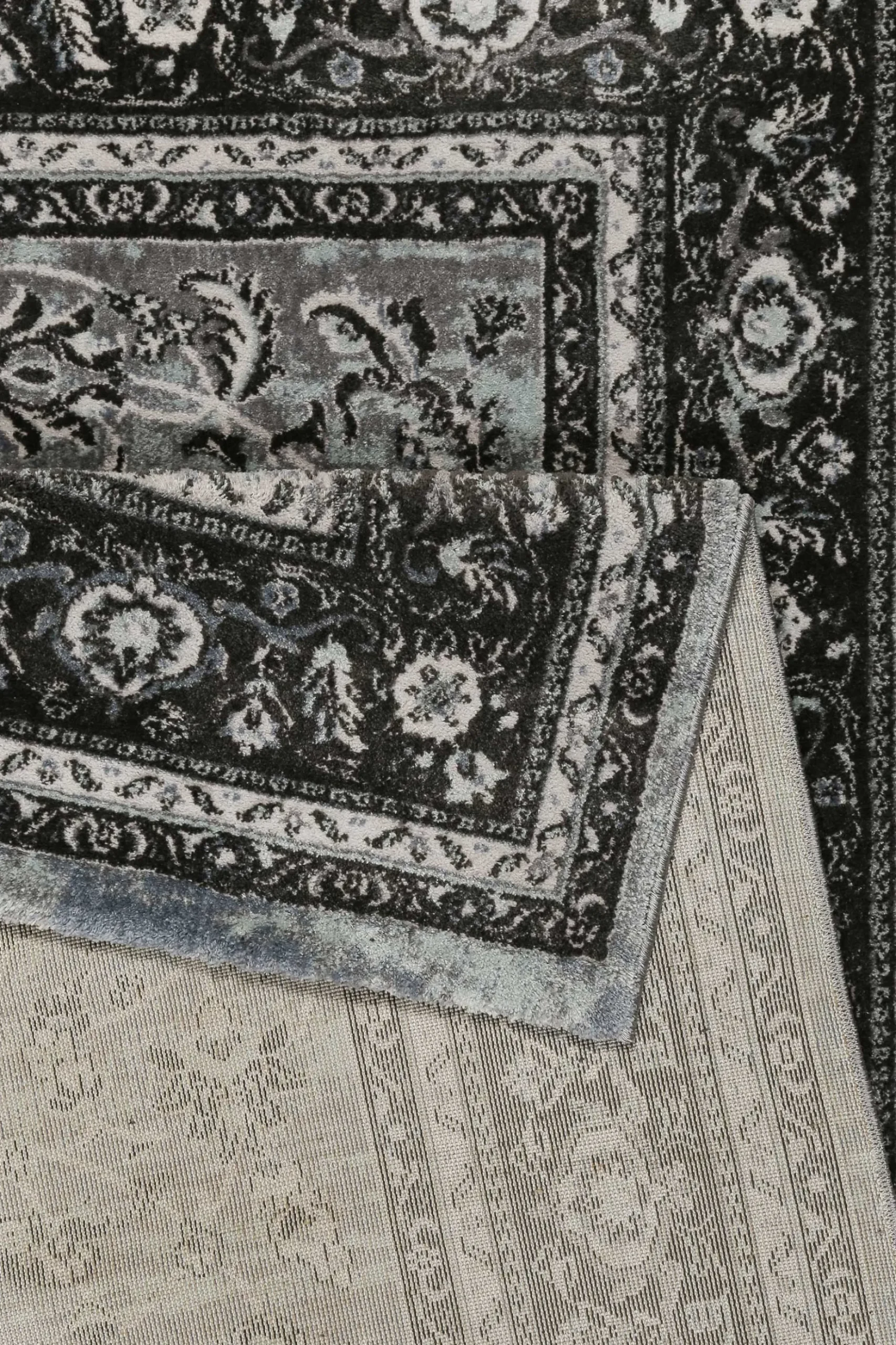 Teppich Grau Schwarz Blau Kurzflor "Oxford" WECONhome