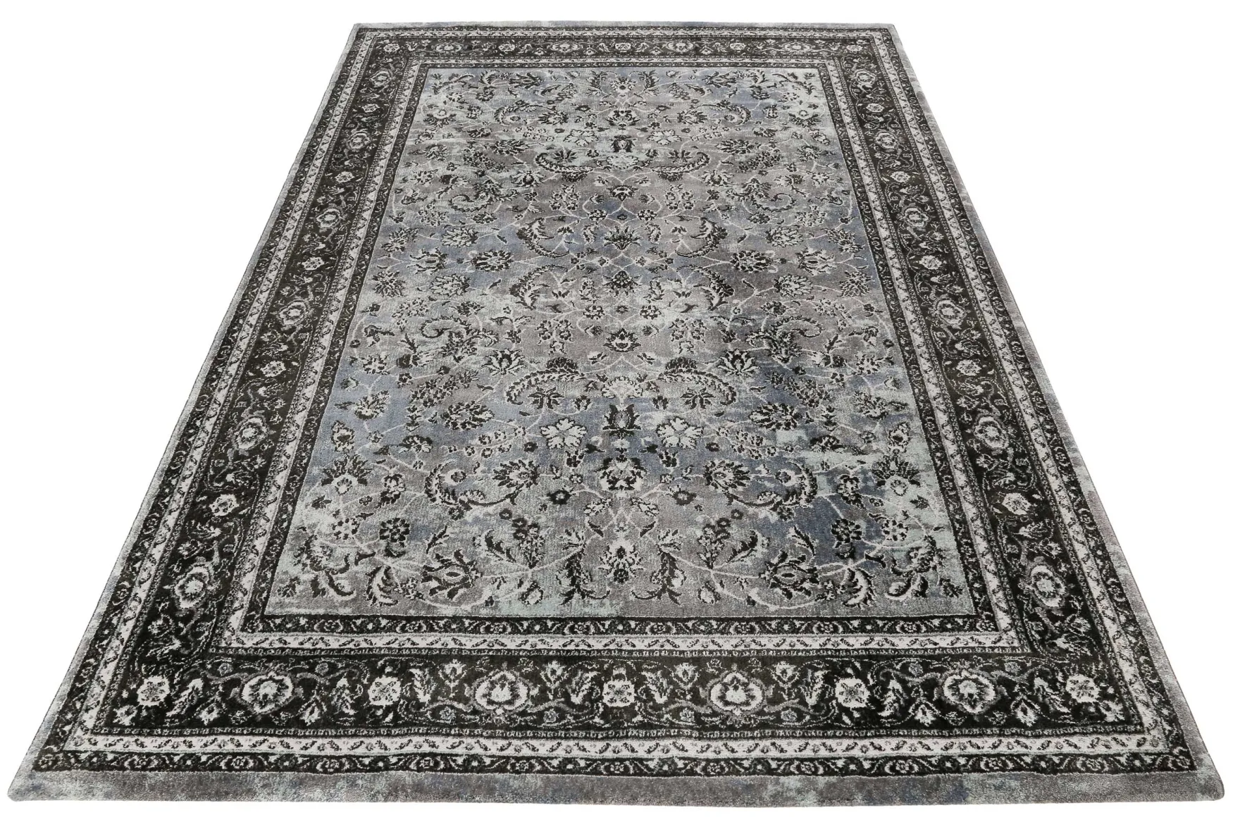 Teppich Grau Schwarz Blau Kurzflor "Oxford" WECONhome