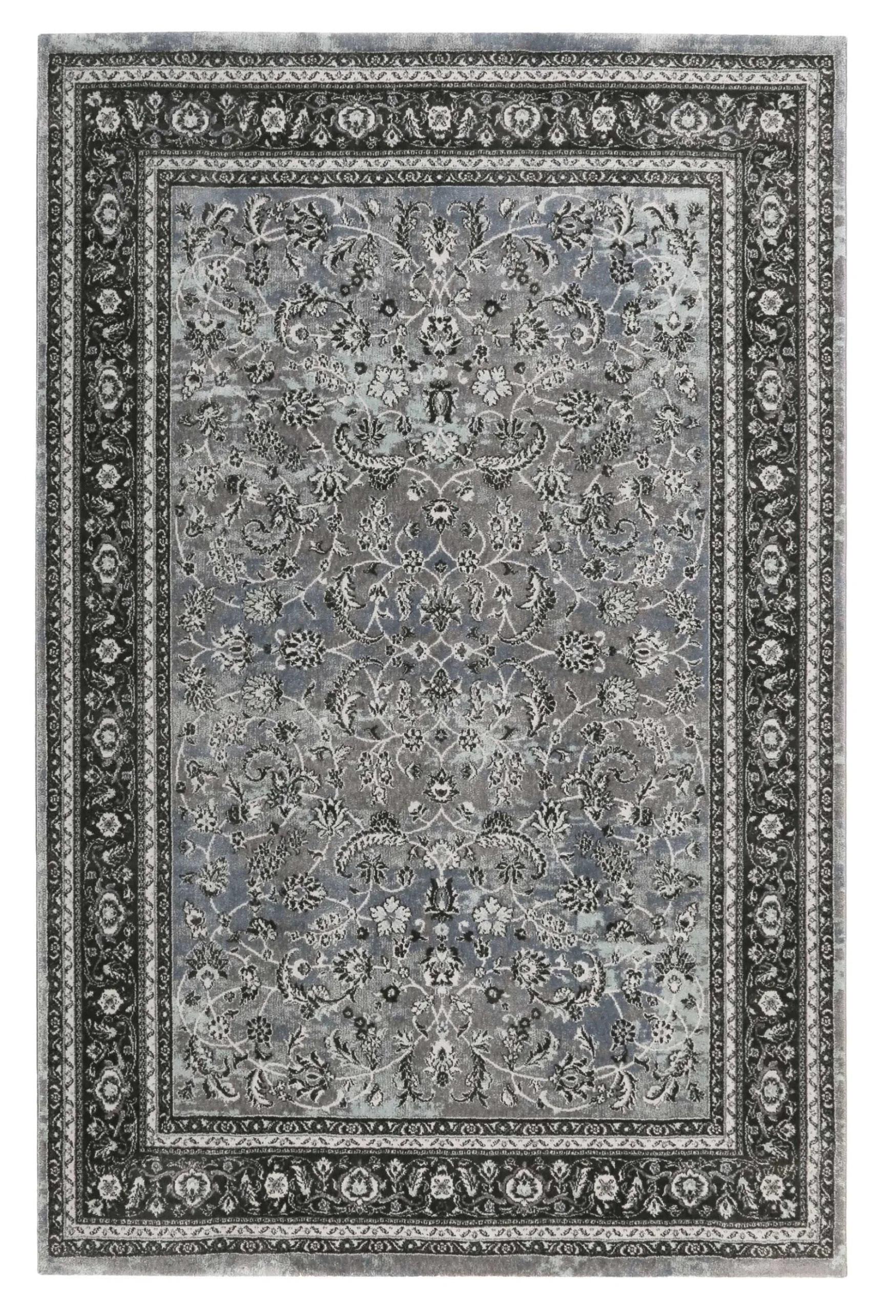 Teppich Grau Schwarz Blau Kurzflor "Oxford" WECONhome