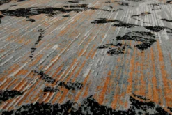 Teppich Grau Schwarz Bunt aus Wolle "Floral Abstrakt"