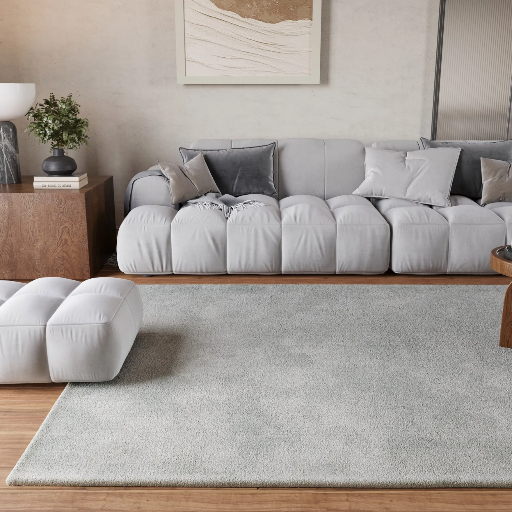 Teppich Hellgrau Hochflor "Pisa" Homie Living