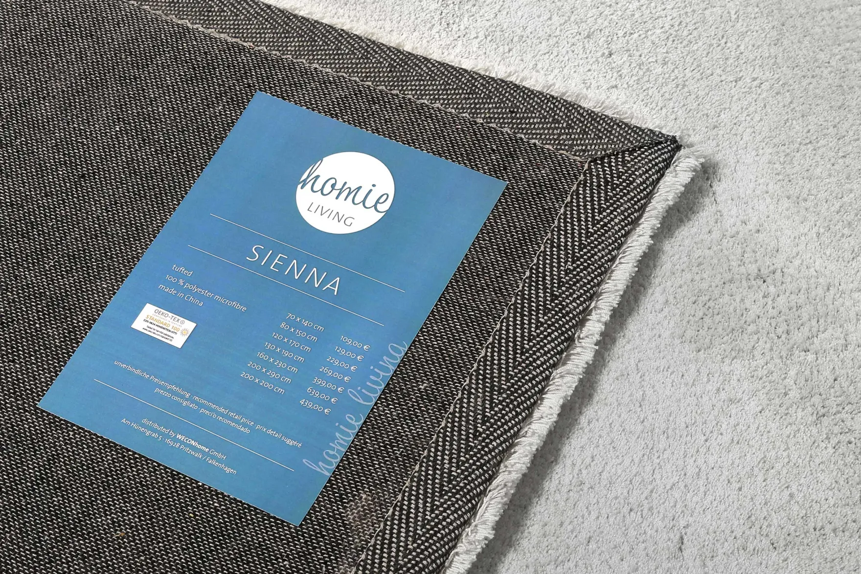 Teppich Hellgrau Hochflor "Sienna" Homie Living