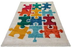 Teppich Kinderzimmer 160x230 Creme Bunt Puzzleteile