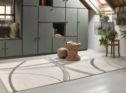 Teppich Kurzflor beige grün 