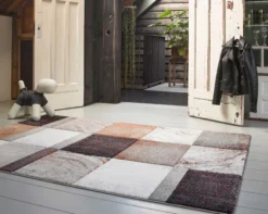Teppich Kurzflor Beige Taupe Orange