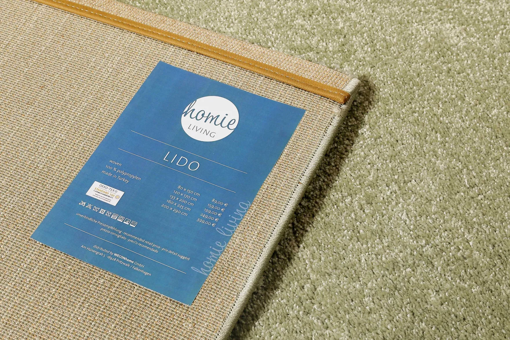 Teppich Mintgrün Kurzflor "Lido" Homie Living
