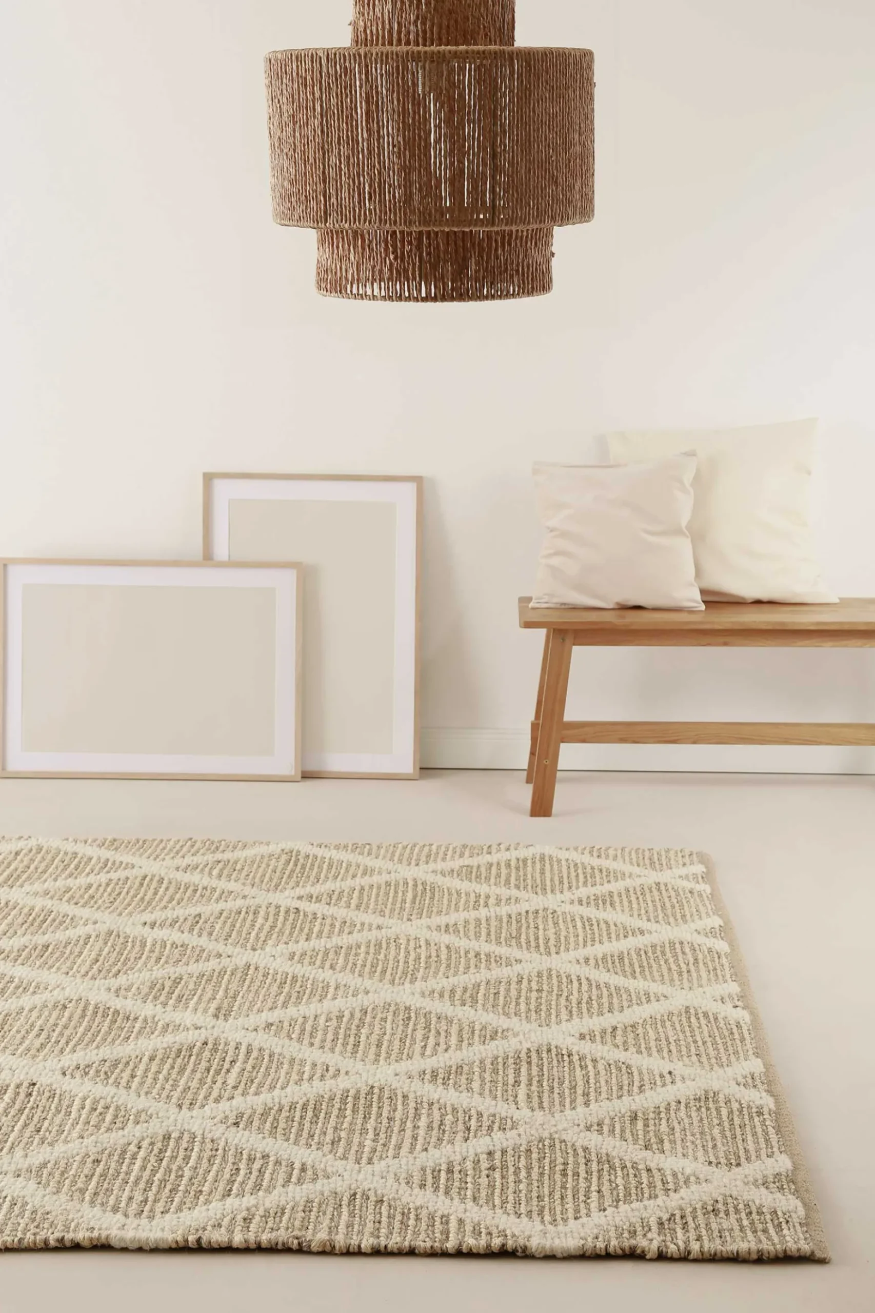 Teppich Naturfarben aus Jute & Wolle "Novella" Green Looop