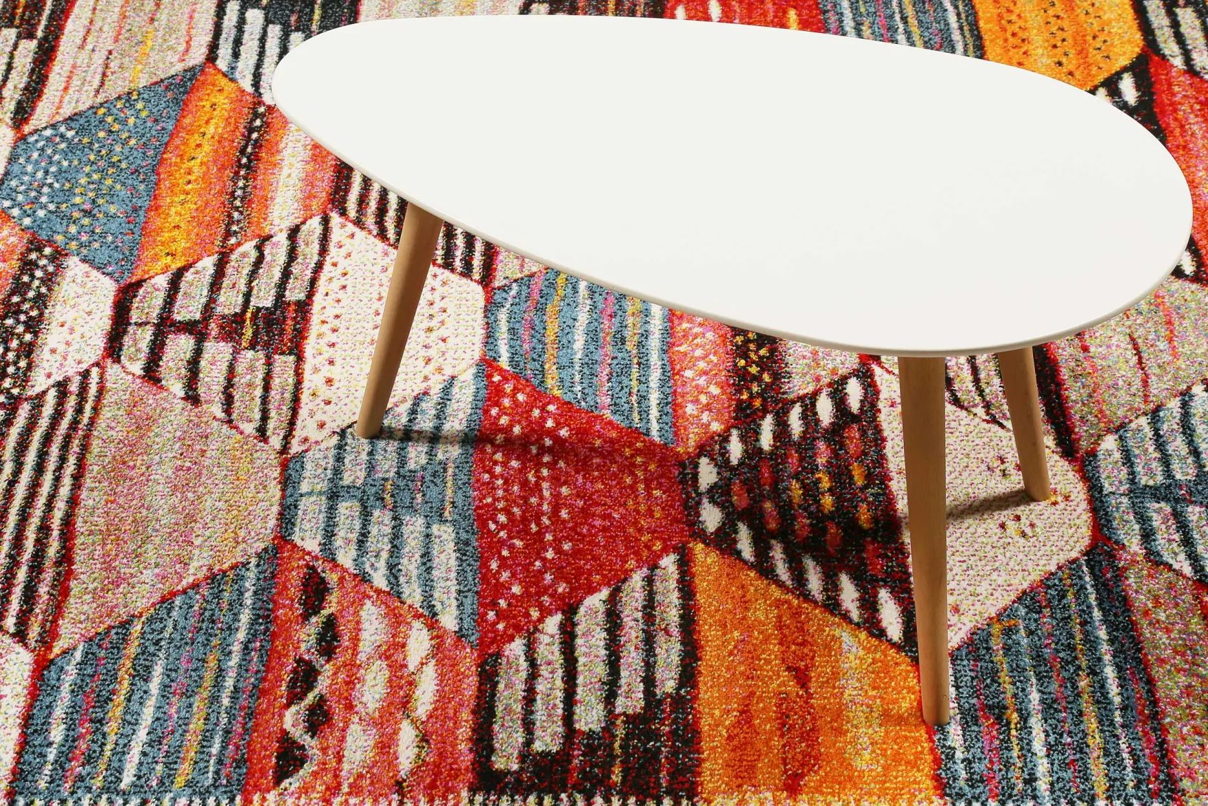 Teppich Orange Rot Beige Kurzflor "Modern Berber" WECONhome