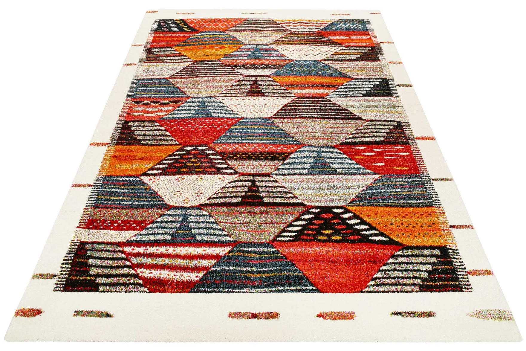 Teppich Orange Rot Beige Kurzflor "Modern Berber" WECONhome
