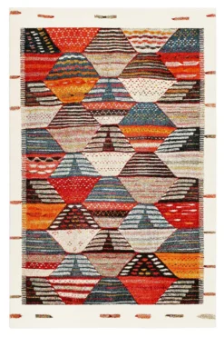 Teppich Orange Rot Beige Kurzflor