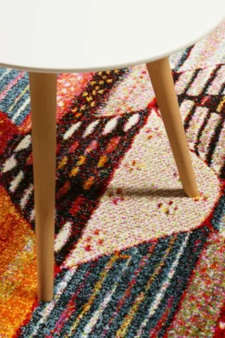 Teppich Orange Rot Beige Kurzflor