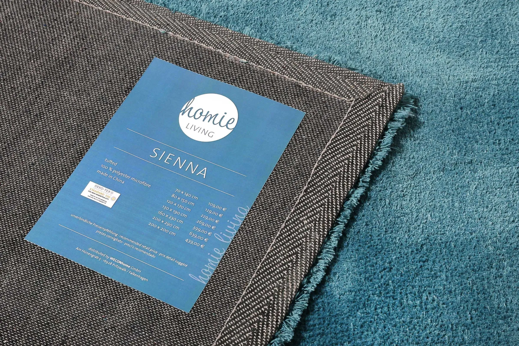 Teppich Petrol Türkis Hochflor "Sienna" Homie Living