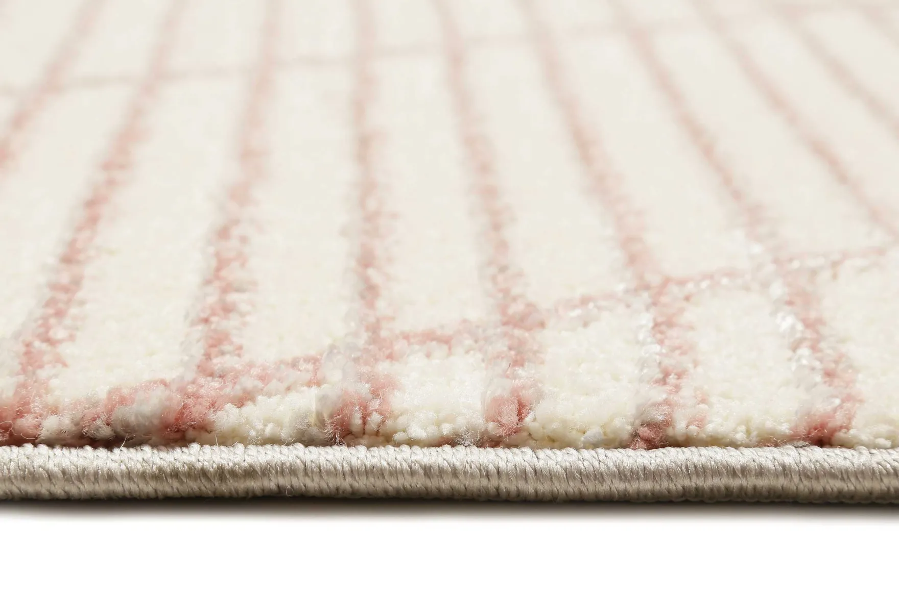 Teppich Rosa Creme Grau Kurzflor "Velvet Walk" Wecon Home