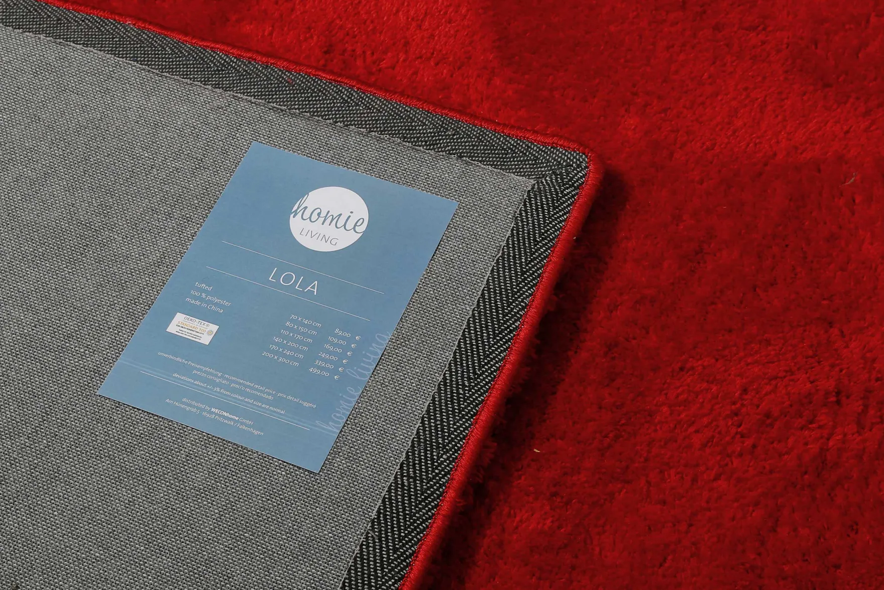 Teppich Rot Hochflor B-Ware "Lola" Homie Living