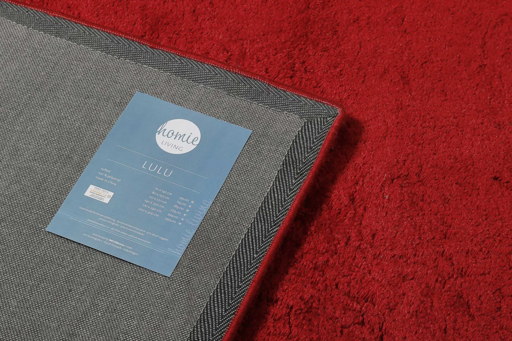 Teppich Rot Hochflor B-Ware "Lulu" Homie Living
