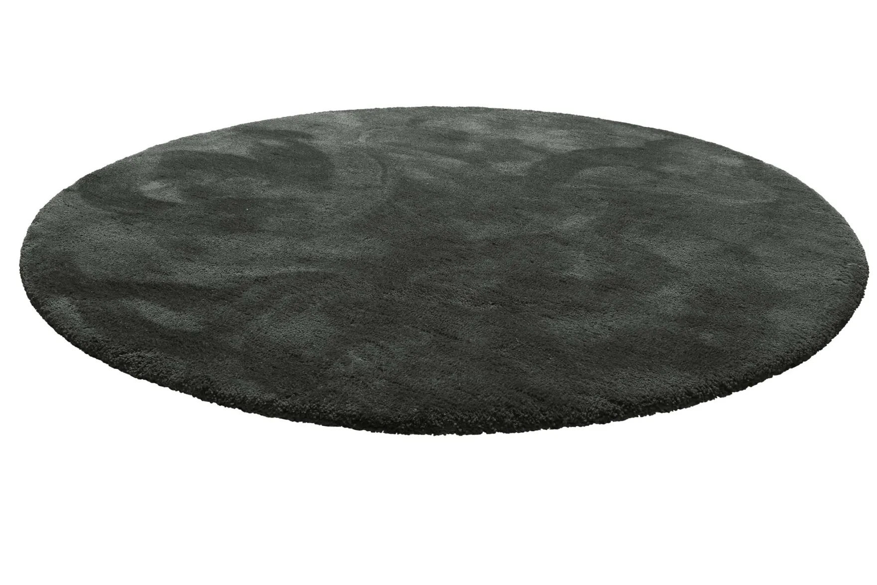 Teppich Rund Anthrazit Grün Hochflor "Pisa" Homie Living